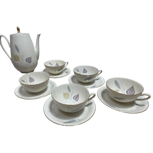 Vintage Mid -Century Modern Eschenbach Bavaria porcelain “Spring Theme” tea set - Picture 4 of 10